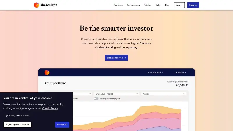Sharesight portfolio tracking app dashboard for investors