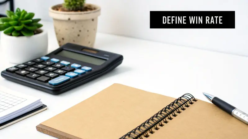 Win rate formula used to measure trading performance.