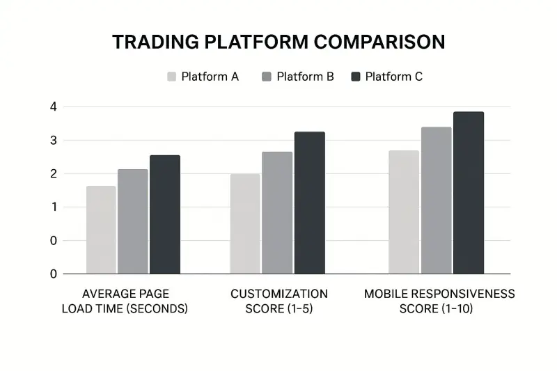 Trading platform comparison chart of key metrics
