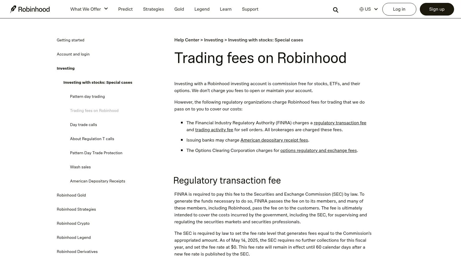 A screenshot of the Robinhood app showing a stock's chart and trading options.