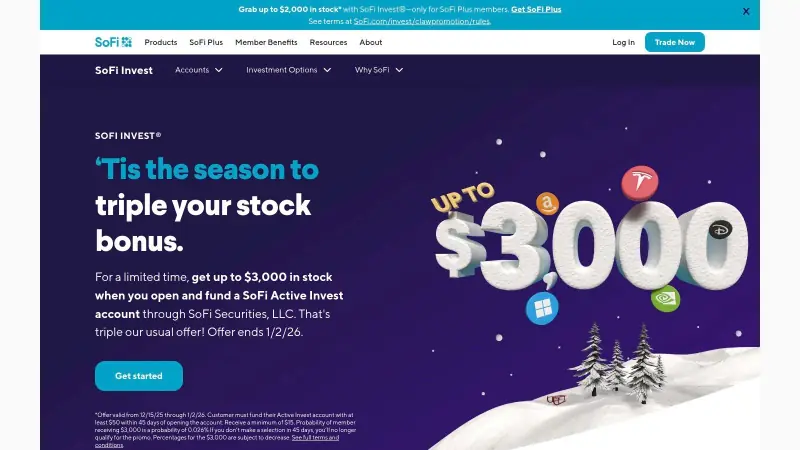 SoFi Invest offering a stock bonus for signing up and funding an account