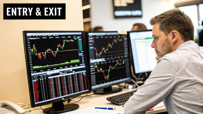Moving average chart highlighting trade entry and exit signals