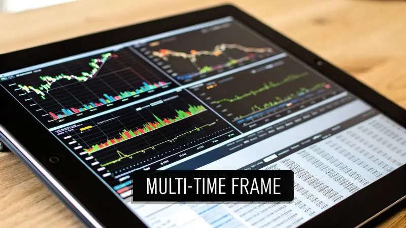 Multi-timeframe trading analysis across higher and lower charts